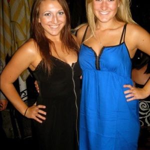 Black slip dress with front zipper